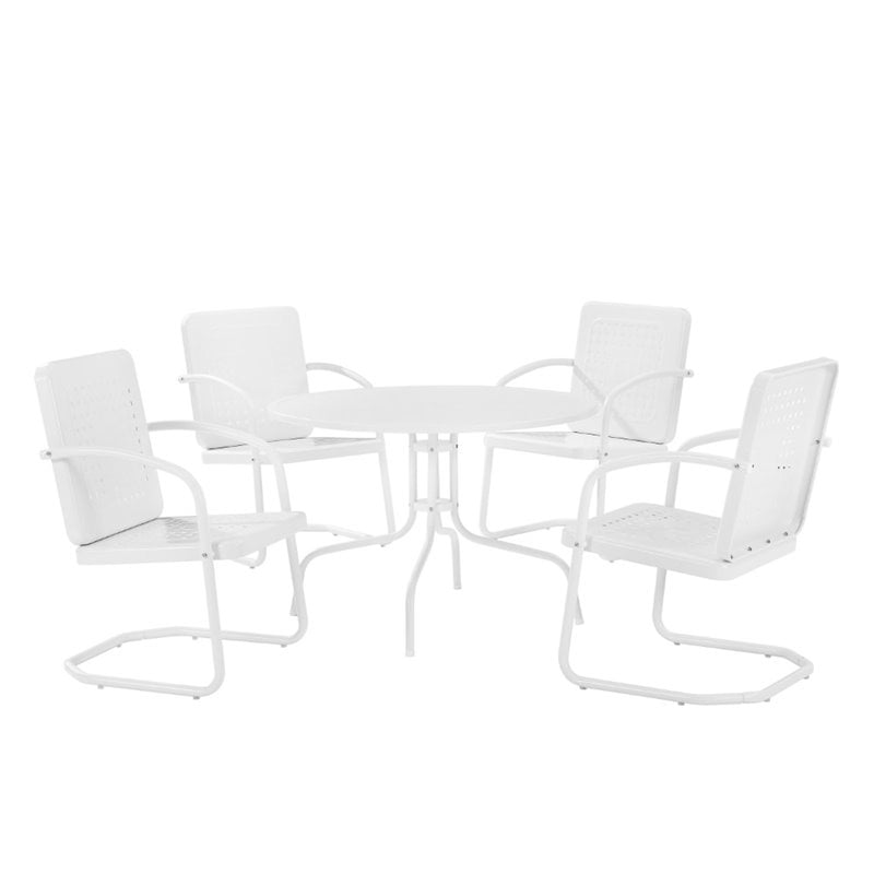 Crosley Furniture Bates 5 Piece Metal Outdoor Dining Set in White Gloss