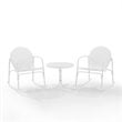 Crosley Furniture Griffith 3 Piece Metal Outdoor Rocking Chair Set in White