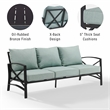 Crosley Furniture Kaplan Metal/Foam Outdoor Sofa in Mist Green
