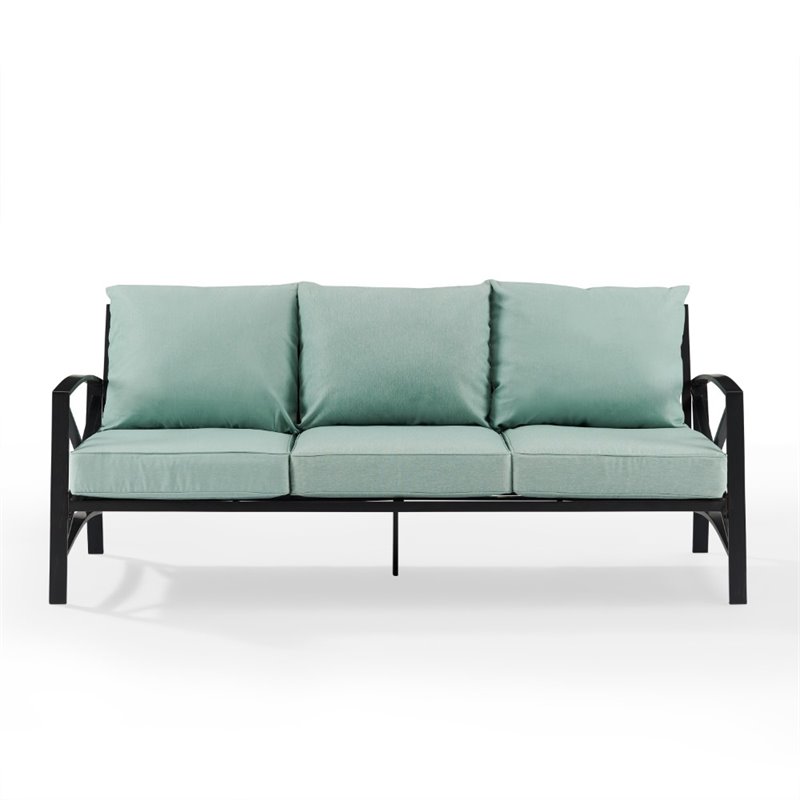 Crosley Furniture Kaplan Metal/Foam Outdoor Sofa in Mist Green