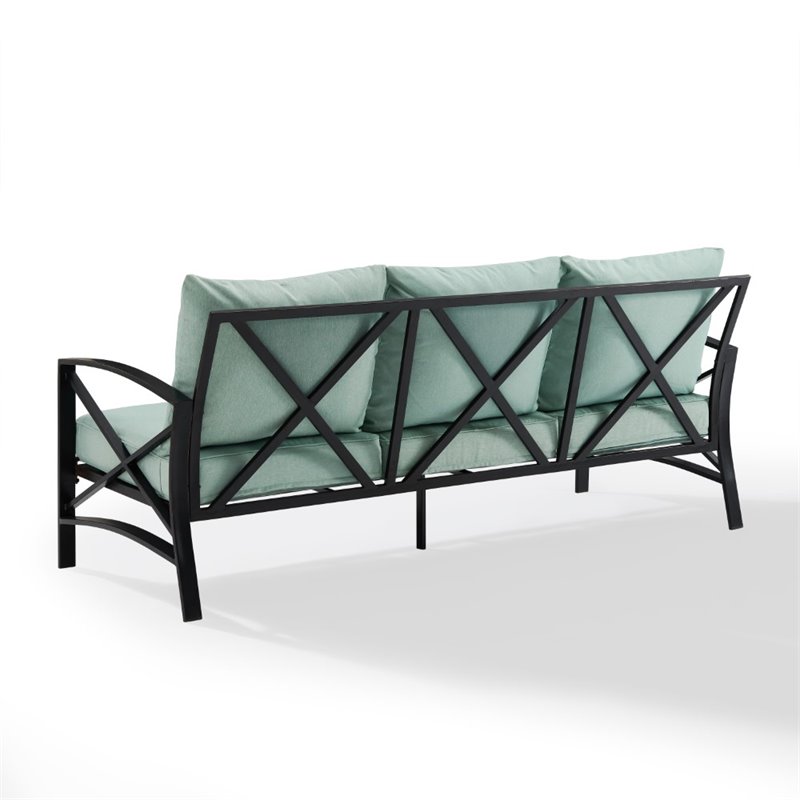 Crosley Furniture Kaplan Metal/Foam Outdoor Sofa in Mist Green