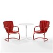 Crosley Furniture Ridgeland 3 Piece Metal Outdoor Bistro Set in Bright Red Gloss