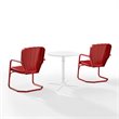 Crosley Furniture Ridgeland 3 Piece Metal Outdoor Bistro Set in Bright Red Gloss