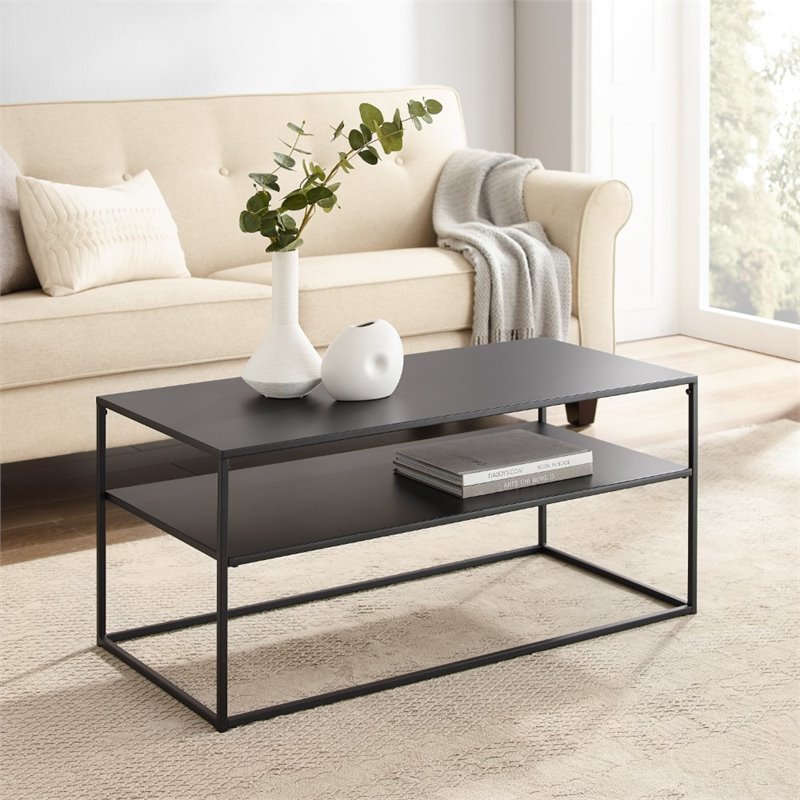 Crosley Furniture Braxton Modern Metal Coffee Table in Matte Black