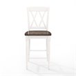 Crosley Furniture Shelby Wood Counter Stool in Distressed White/Brown (Set of 2)