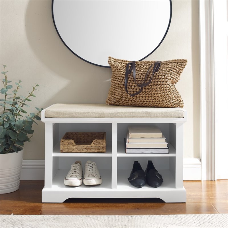 Crosley Furniture Anderson Transitional Wood Entryway Storage Bench in White