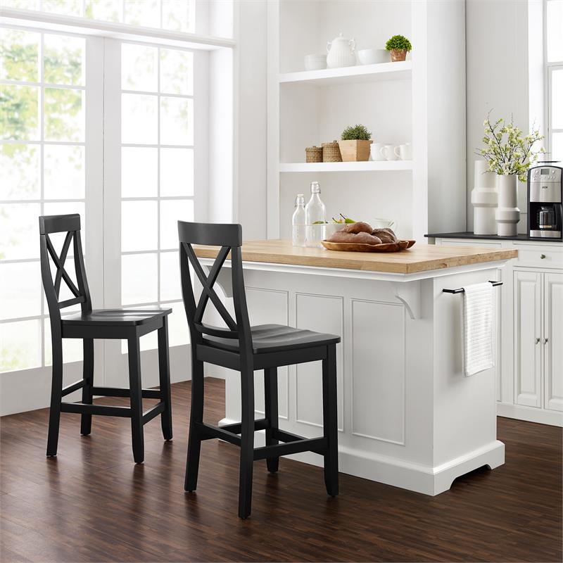 Crosley Furniture Julia 3-piece Wood Kitchen Island Set in White/Black