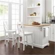 Crosley Furniture Julia 3-piece Transitional Wood Kitchen Island Set in White
