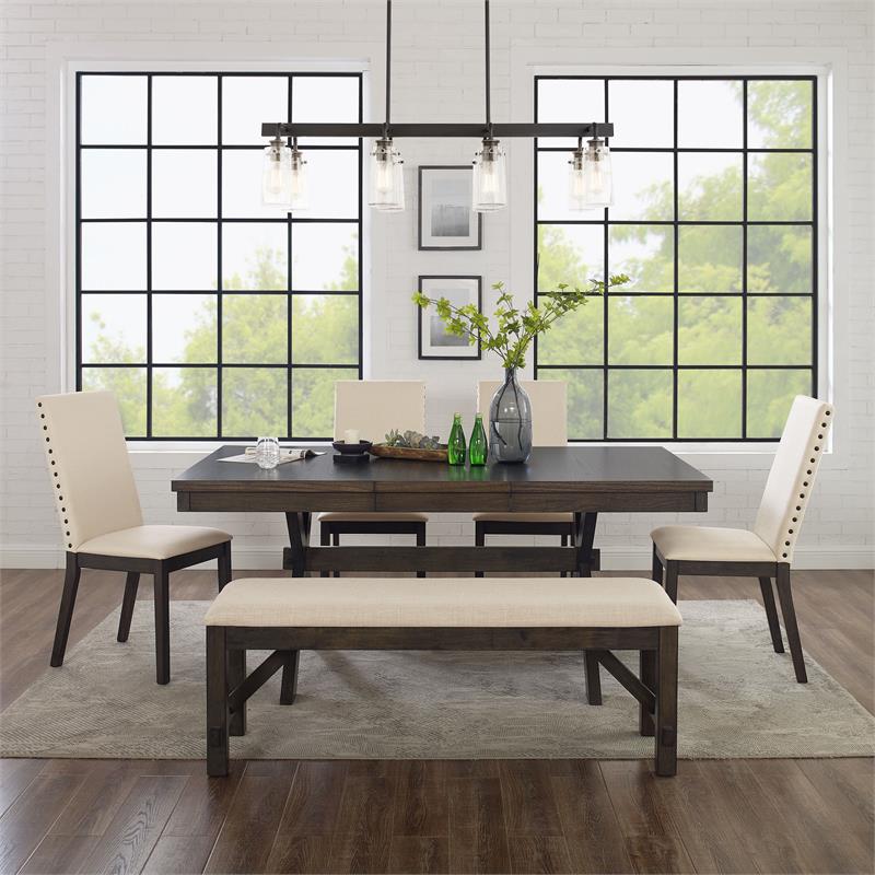 Crosley Furniture Hayden 6-piece Farmhouse Wood Dining Set in Slate/Cream