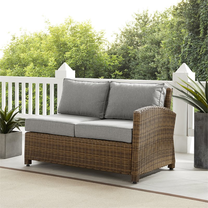 Crosley Furniture Bradenton Fabric Right Side Sectional Loveseat in Gray