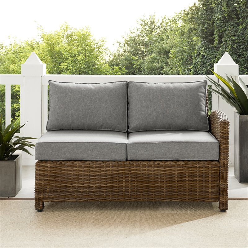 Crosley Furniture Bradenton Fabric Right Side Sectional Loveseat in Gray