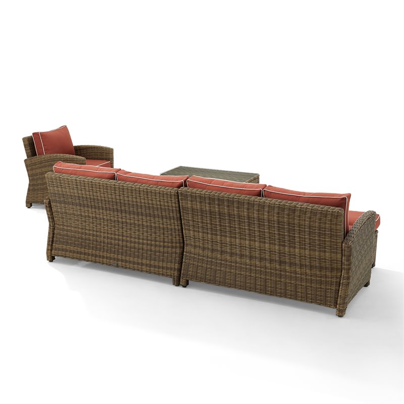 Crosley Furniture Bradenton 5-piece Fabric Outdoor Sectional Set in Sangria Red
