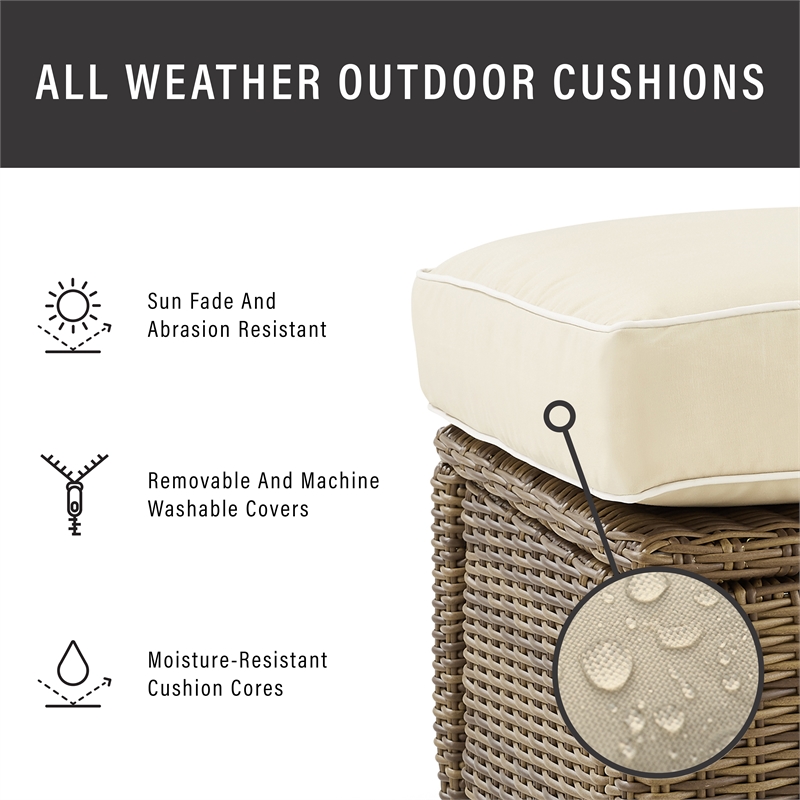 Crosley Furniture Bradenton 2PC Wicker / Rattan Armchair & Ottoman in Sand/Brown