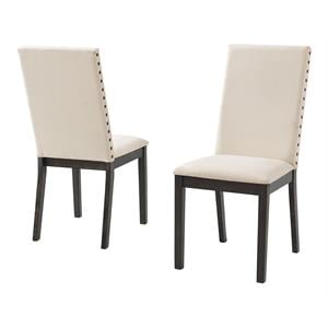 Crosley Furniture Hayden 19.5&quot Fabric/Wood Dining Chair in Cream (Set of 2)