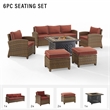 Crosley Furniture Bradenton 6-piece Fabric Outdoor Sofa Set in Sangria Red/Brown