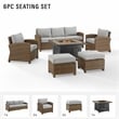 Crosley Furniture Bradenton 6-piece Fabric Outdoor Sofa Set in Gray/Brown