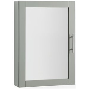 Crosley Furniture Savannah MDF Wood Mirrored Wall Cabinet in Gray/Clear