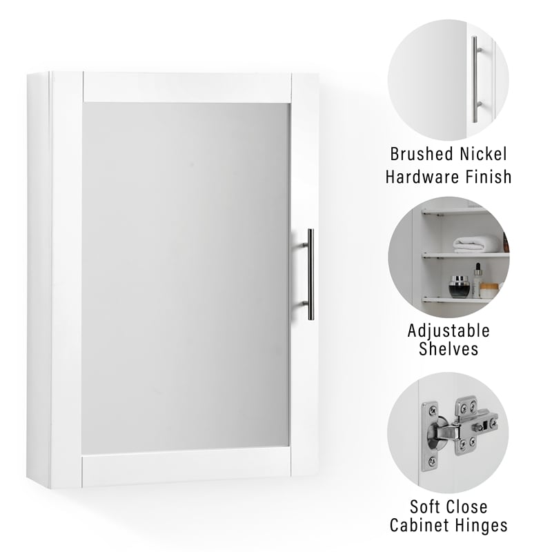 Crosley Furniture Savannah MDF Wood Mirrored Wall Cabinet in White