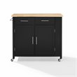 Crosley Furniture Savannah Wood Top Drop Leaf Kitchen Island/Cart in Black