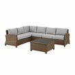 Crosley Furniture Bradenton 5Pc Outdoor Fabric Sectional Set in Gray & Brown
