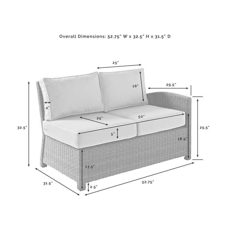 Crosley Furniture Bradenton 4Pc Outdoor Fabric Sectional Set in Gray
