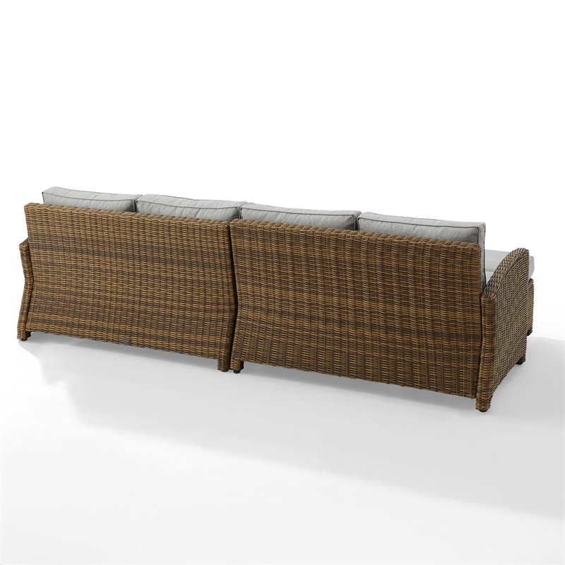 Crosley Furniture Bradenton 4Pc Outdoor Fabric Sectional Set in Gray