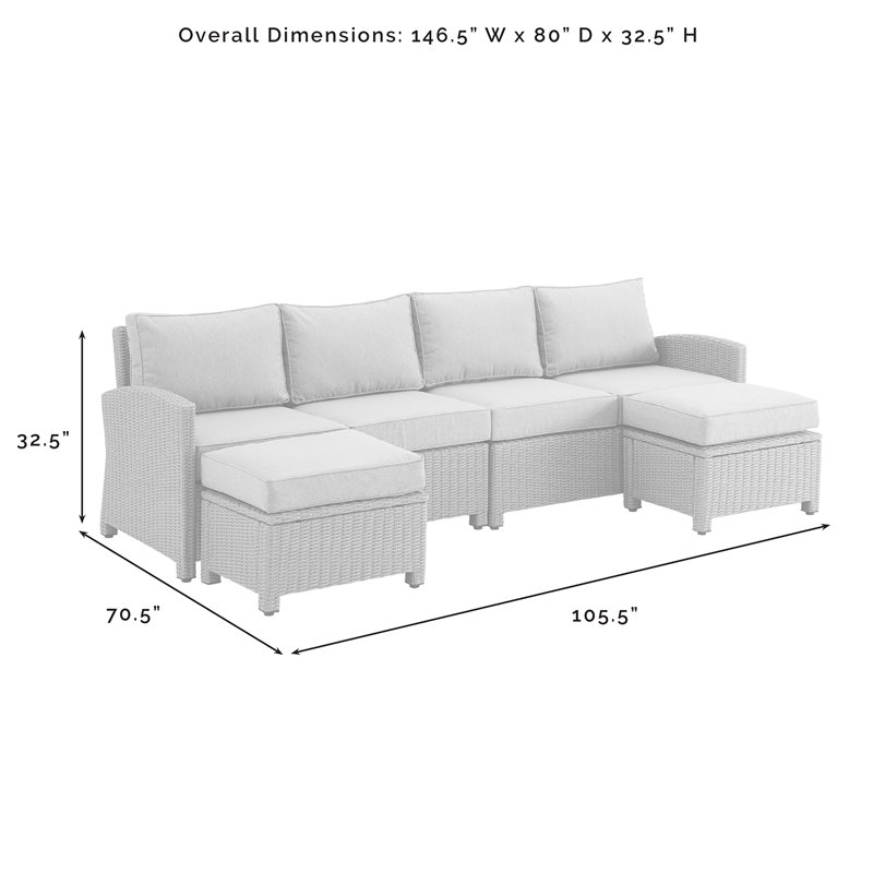 Crosley Furniture Bradenton 4Pc Outdoor Fabric Sectional Set in Gray