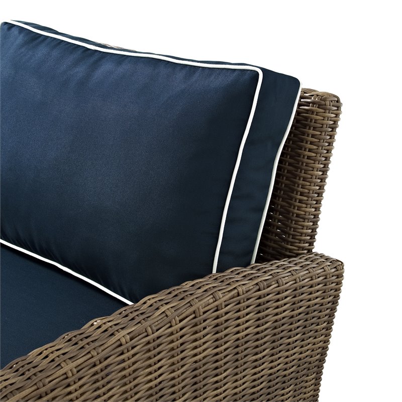 Crosley Furniture Bradenton 4Pc Outdoor Fabric Sectional Set in Navy & Brown