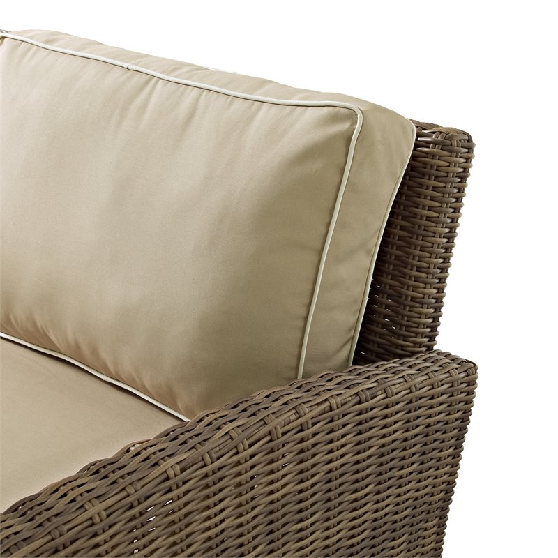 Crosley Furniture Bradenton 4Pc Outdoor Fabric Sectional Set in Sand Brown