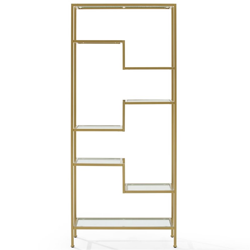 Crosley Furniture Sloane Art Deco Glass Metal Etagere in Gold