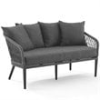 Crosley Furniture Dover 2 Piece Patio Rope Loveseat Set in Charcoal and Black