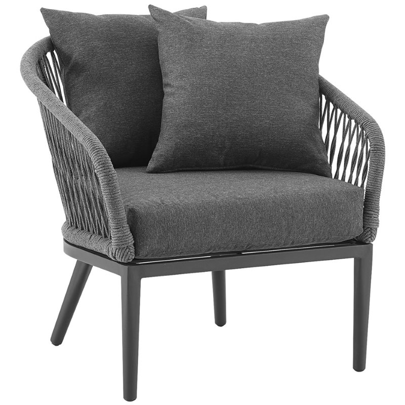Crosley Furniture Dover Rope Armchair in Heathered Charcoal Gray (Set of 2)
