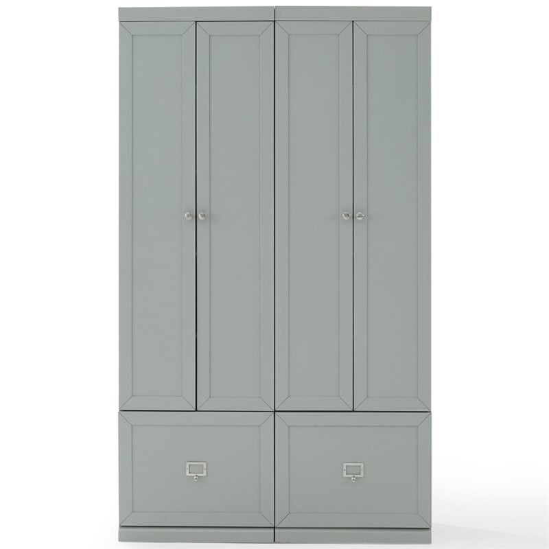 Crosley Furniture Harper Modern Wood/Metal Pantry Closet in Gray (Set of 2)