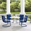 Crosley Furniture Bates 5 Piece Retro Metal Patio Dining Set in Navy and White