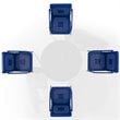 Crosley Furniture Bates 5 Piece Retro Metal Patio Dining Set in Navy and White