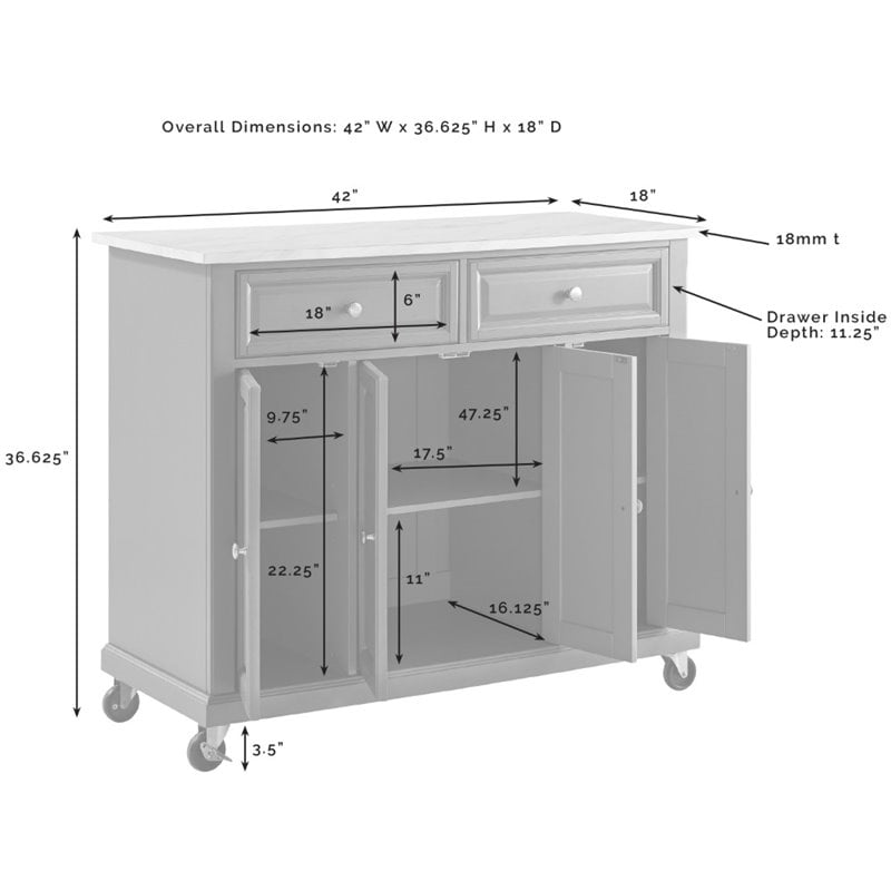 Crosley Furniture Avery Wood Top Kitchen Island Cart in Distressed White