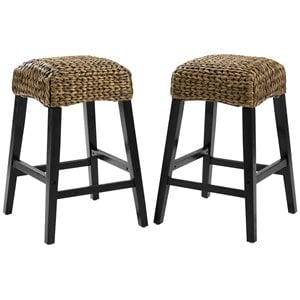 Crosley Furniture Edgewater 26.25&quot Wood Counter Stool in Black (Set of 2)