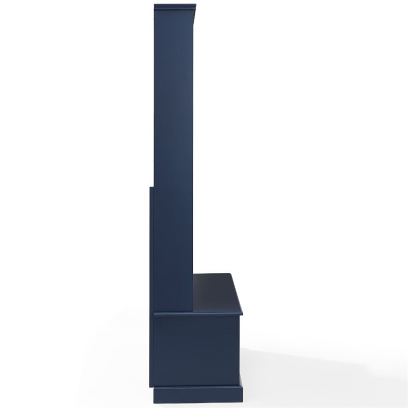 Crosley Furniture Ellison Coastal Wood Hall Tree in Navy and Chrome