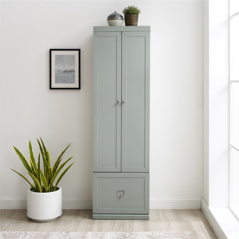 Crosley Furniture Harper Modern Wood/Metal Pantry Closet in Gray