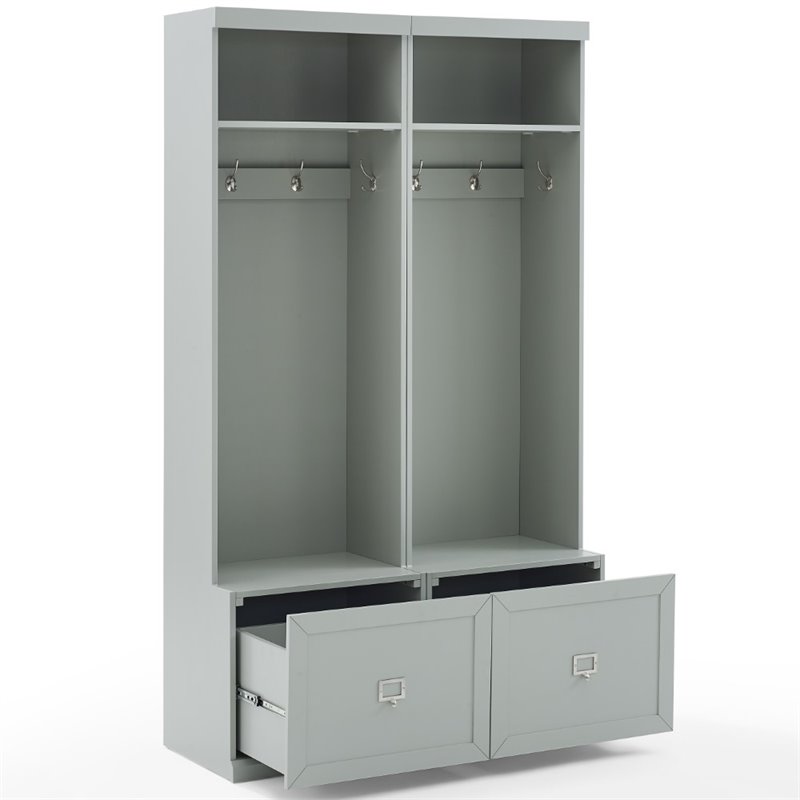 Crosley Furniture Harper Modern Wood Hall Tree Entryway in Gray (Set of 2)