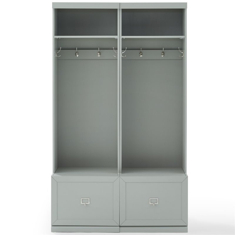 Crosley Furniture Harper Modern Wood Hall Tree Entryway in Gray (Set of 2)