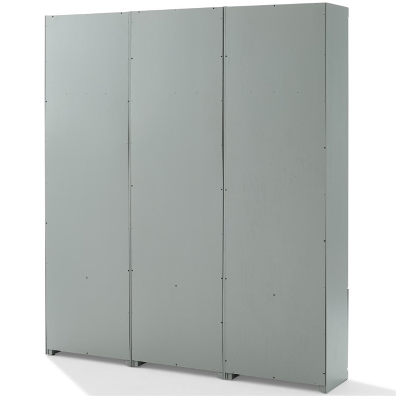 Crosley Furniture Harper Modern Wood/Metal Pantry Closet in Gray (Set of 3)