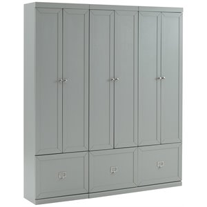 Crosley Furniture Harper Modern Wood/Metal Pantry Closet in Gray (Set of 3)