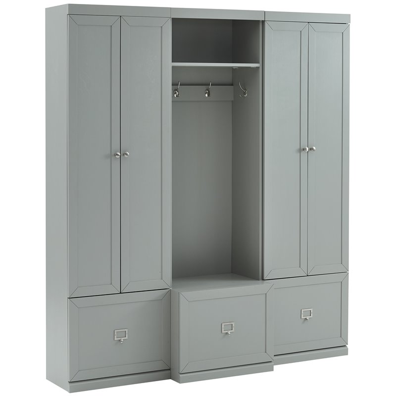 Crosley Furniture Harper 3 Piece Modern Wooden Entryway Storage Set in Gray