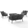 Crosley Furniture Dover 4-Pc Patio Loveseat Set in Heathered Charcoal Gray