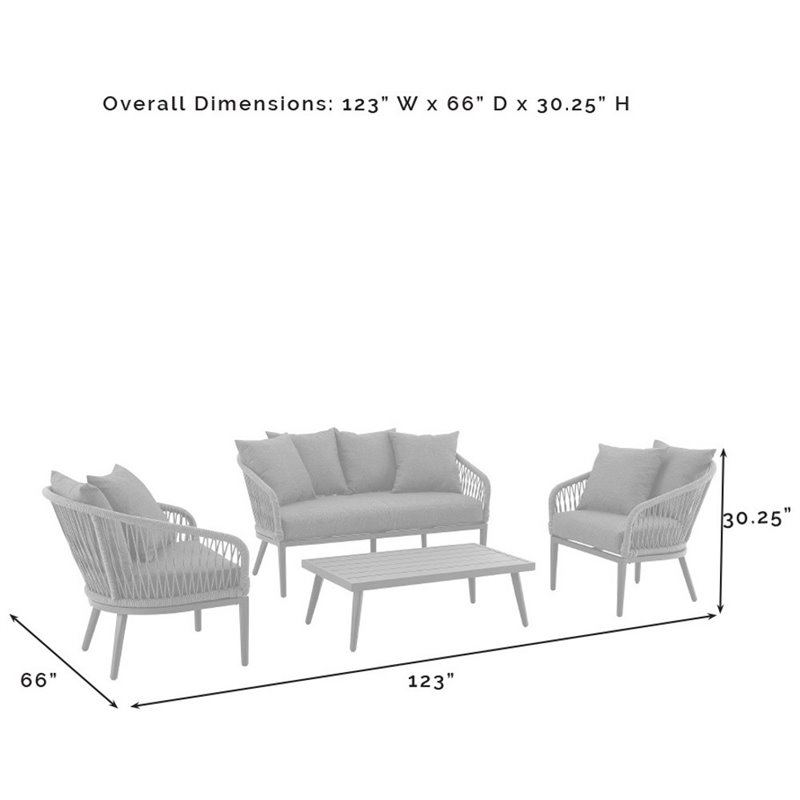 Crosley Furniture Dover 4-Pc Patio Loveseat Set in Heathered Charcoal Gray