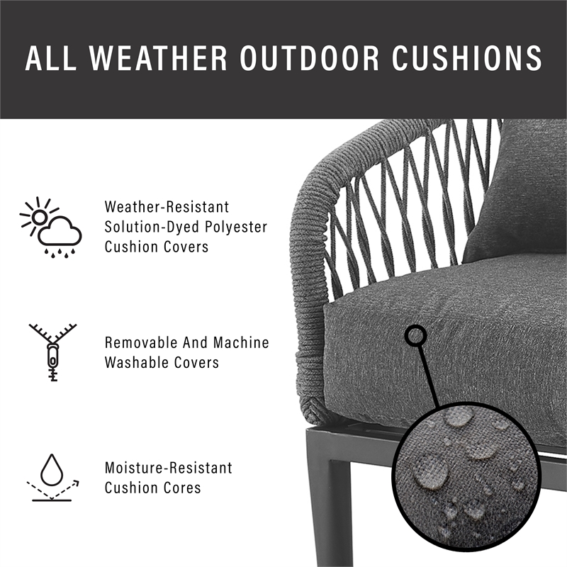 Crosley Furniture Dover 4-Pc Patio Loveseat Set in Heathered Charcoal Gray