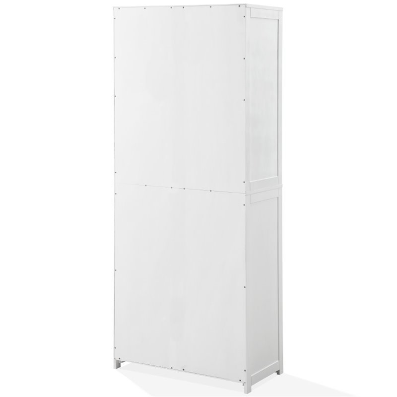 Crosley Furniture Savannah Transitional Tall Wood Shaker Pantry in White/Nickel