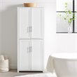 Crosley Furniture Savannah Transitional Tall Wood Shaker Pantry in White/Nickel