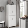 Crosley Furniture Savannah Transitional Tall Wood Shaker Pantry in White/Nickel